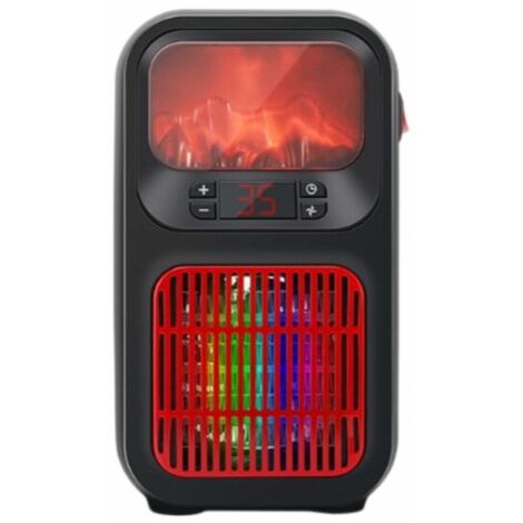 Fan heater, 500W mini heater imitation flame home office small heater