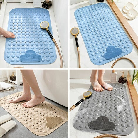 Bath Mat Non Slip Anti Mould with Foot Scrubber 70 x 40cm TPE