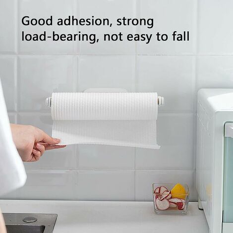 Self Adhesive Kitchen Paper Towel Holder Punch Free Shelf Cabinet Tissue  Hanger Cling Film Storage Rack