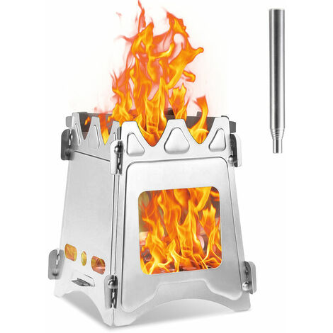 Compact Folding Wood Stove for Outdoor Camping Cooking Picnic,Silver,
