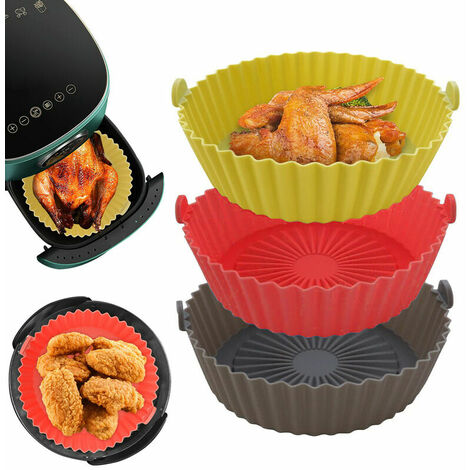 1PC Air Fryer Silicone Pot, Air Fryer Silicone Liners Round Food Safe Non  Stick Air Fryer Basket Accessories, Reusable Replacement Of Flammable  Parchment Liner Paper Fits 3QT - 5QT Air Fryer