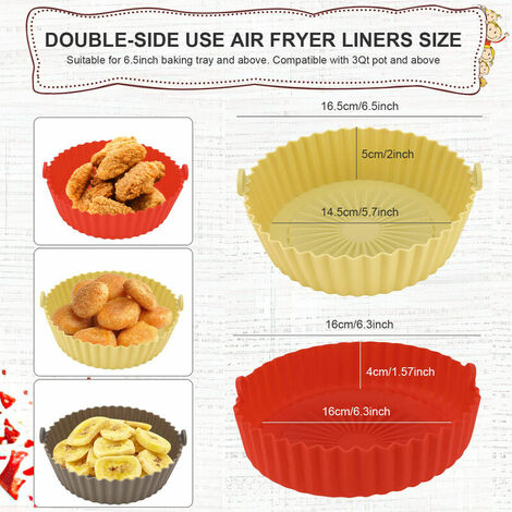 4-Piece Set Silicone Pot Basket with Handles, Brush, Tongs for Air Fryer  Liner (6.3 In, Gray)