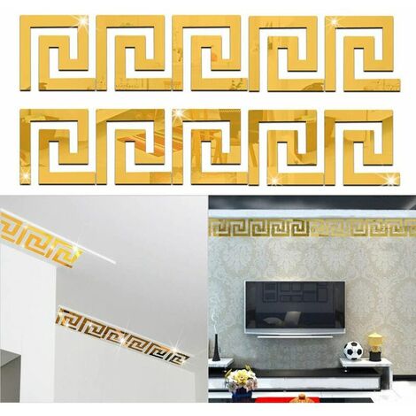 10Pcs Acrylic Mirror Strips Self-adhesive Strips Tile Wall Stickers Decals  Decor