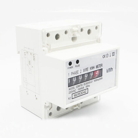 Electric Meter, KWh Meter, Single Phase 4P LED DIN-Rail Electricity Power  Consumption Wattmeter Energy Meter, 10-40A