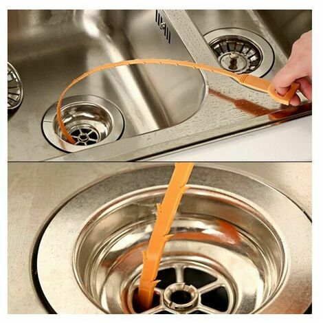 LITZEE Drain Snake, Drain Hair Remover - Thin, Soft and Easy to Use - Drain  Relief Auger (2 + 5 Stainless Steel Plastic)