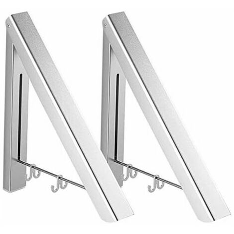 2 Pack Wall Mount Folding Hanger Racks Stainless Steel Coat Hooks With  Swing Arm Stand Space Saving Clothes Hanging System Closet Storage  Organizer Heavy Duty Clothes Rack 