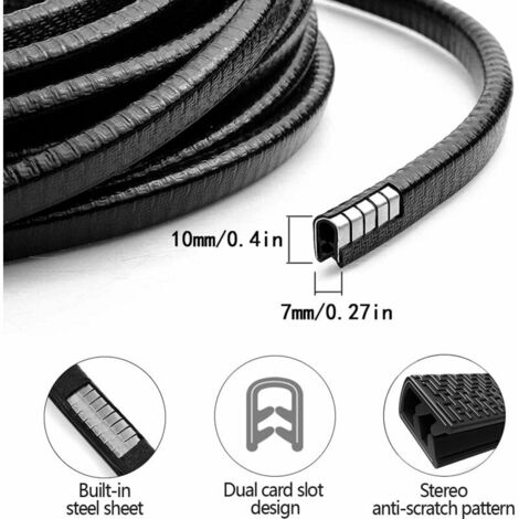 13Ft Car Door Rubber Seal Strip,Silent & Dustproof Rubber Car Window Seal  Strip,Universal V-Shaped Self Adhesive Automotive Window Seals Trim with