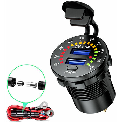 Motorcycle Charger 12V SAE to Dual USB Adapter Male Plug + Voltmeter for  Mobile