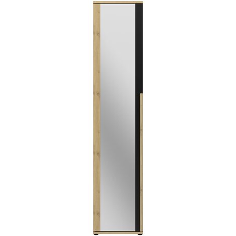 Dressing miroir 1 porte effet bois chêne 50cm – Hauteur 235cm – Finitions en chêne artisan – Colonne dressing modulable – Gami (1/3)