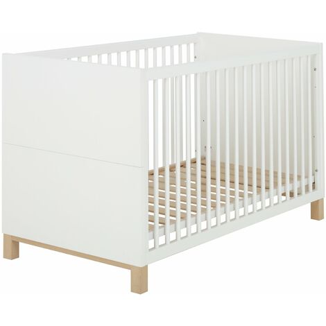 Lit évolutif bébé 70 x 140 cm – Hêtre massif avec sommier réglable – Barrières fixes blanches – Transformable en Little Bed – Galipette - LIT 70 X