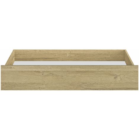Tiroir de rangement pour lit 160 cm – Chêne doré – Avec roulettes pour déplacement facile – Chant à 45° pour prise en main confortable – Gami