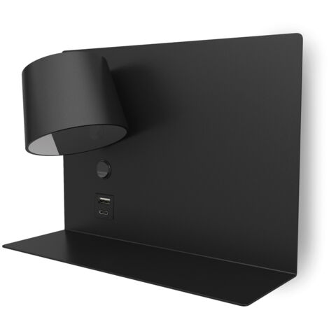 Aplique lector SERENE Right LED SMD 6W 732lm(434lm) CRI80 2700K USB A-USB C Negro (1/4)