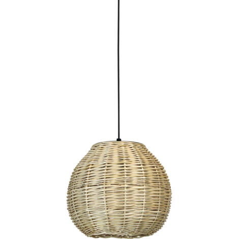 Suspensión NATURAL Small E27 15W Mimbre claro Negro (1/5)