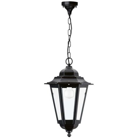 Suspensión clásica ELITE 6 IP44 E27 42W Cristal transparente Negro