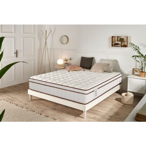 Matelas Ressorts Ensachés Hybrid Blanc 27 cm - 180X200 cm - Moonia