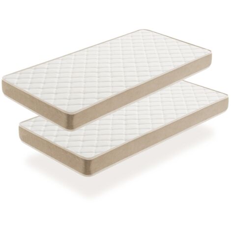 Moonia – Lot de 2 matelas enfant 80x190 – Rembourrage viscosoft – Fermeté DuoSystem H2-H3 – Anti-humidité et ventilation optimale
