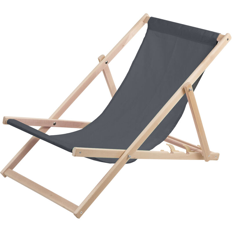 Liegestuhl aus Holz WOODOK Sonnenliege Gartenliege klappbar Grau