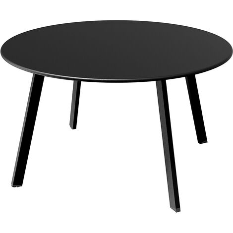 Table basse ronde en métal noir – Résistante aux intempéries – Dimensions 70x70x40 cm – Charge 23 kg – Idéale pour salon, jardin, balcon (1/5)