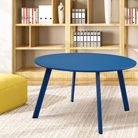 Grand Patio Round Coffee Table, Round Metal Side Table, Weather Resistant, Garden Table for Living Room, Hallway, Bedroom, Garden, Terrace, Balcony(Peacock Blue)