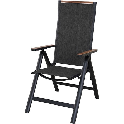 Grand Patio High Back Garden Chair Aluminium Folding Dining Chair with Sturdy Armrests Adjustable 6 Position Lightweight Portable Chair for