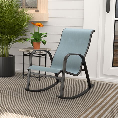 Grand Patio Textilene Rocking Chair Patio Rocker Seating Weather Resistant Lightweight Relax Armchair for Indoor Outdoor Blue 1PC