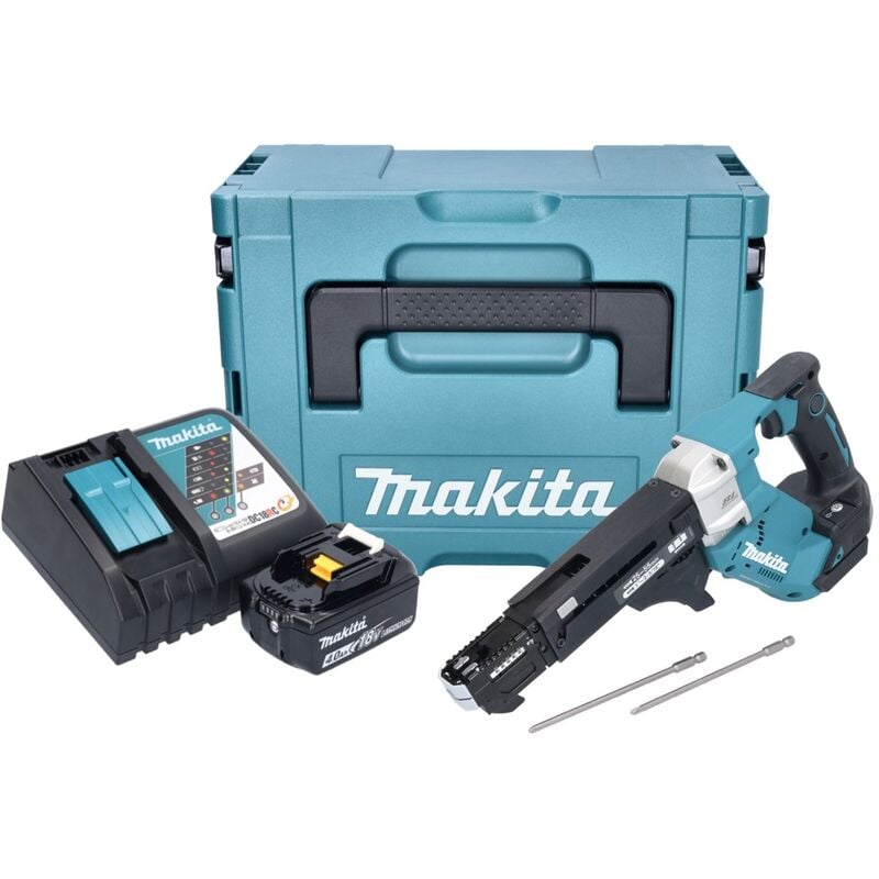 Makita DFR 551 RM1J Akku Magazinschrauber 18 V 25 - 55 mm Brushless + 1x  Akku 4,0 Ah + Ladegerät + Makpac