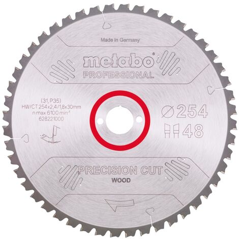 Metabo Precision WZ x ) Kreissägeblatt 30 Cut Professional 628221000 ( 5° NEG Wood Z48 254 mm 