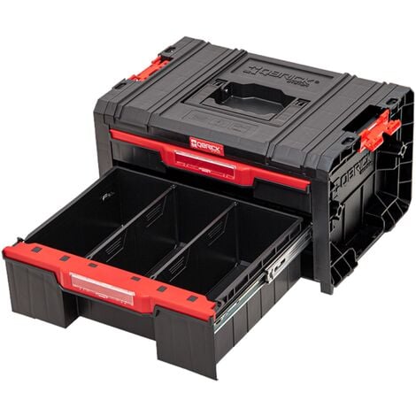 Qbrick System PRO Drawer 2 Toolbox 2.0 Basic stapelbar 450 x 310 x 244 mm 4,5 l 9,5 l IP54 mit zwei Schubläden 5 Trennwänden