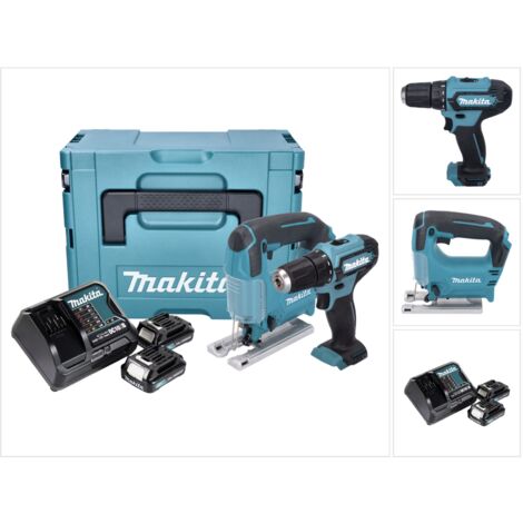 Makita CLX 237 SAJ Akku Spezialset DF 333 D Akku Schlagbohrschrauber + JV 101 D Akku Stichsäge + 2x Akku 2,0 Ah + Ladegerät + Makpac (1/5)