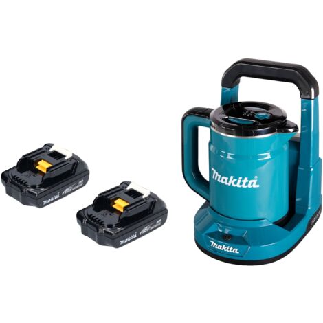 Makita DKT 360 Y2 Akku Wasserkocher 36 V ( 2x 18 V ) 0,8 L + 2x Akku 1,5 Ah - ohne Ladegerät