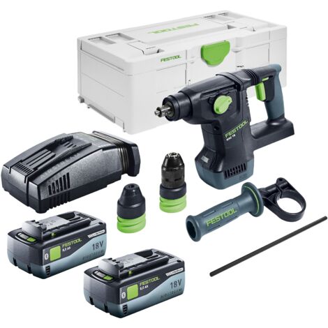 Festool KHC 18 EB-Basic Akku Kombihammer 18 V 2,6 J SDS-Plus Brushless + 2x Akku 8,0 Ah + Schnellladegerät + Systainer