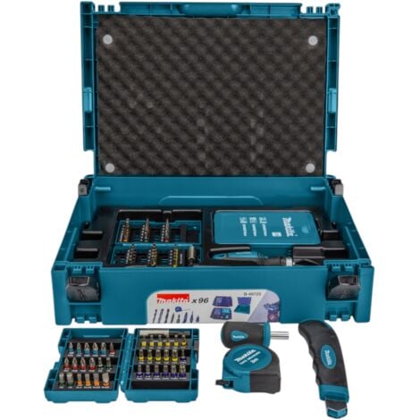 Makita B-49725 Bohrer Bit Set 96 teilig + Makpac ( Cuttermesser Maßband Faustschraubendreher Ratschenschraubendreher Bithalter )