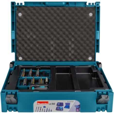 Makita B-49725 Bohrer Bit Set 96 teilig + Makpac ( Cuttermesser Maßband Faustschraubendreher Ratschenschraubendreher Bithalter )