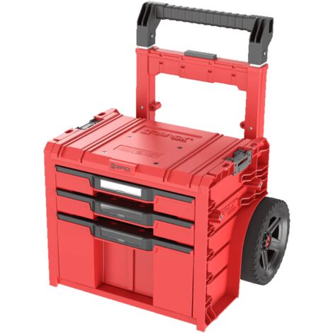 Qbrick System PRO Cart 2.0 Plus Drawer 3 Red Ultra HD Custom mobile Box auf Rädern 520 x 415 x 660 mm 12 l 2x 4,5 l abnehmbarer Doppelteleskopgriff