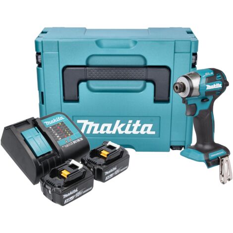 Makita DTD 173 SFJ Akku Schlagschrauber 18 V 180 Nm 1/4“ Brushless + 2x Akku 3,0 Ah + Ladegerät + Makpac