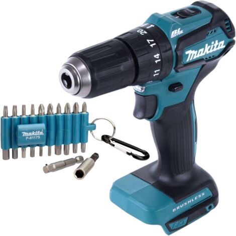 Makita DHP 483 Z Akku Schlagbohrschrauber 18 V 40 Nm Brushless + 22 tlg. Bit Set - ohne Akku, ohne Ladegerät (1/5)