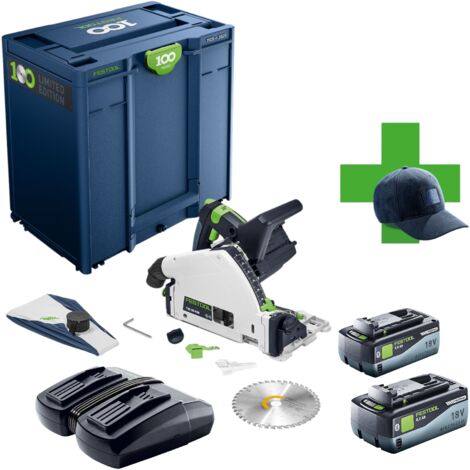 Festool TSC 55 KEB-Basic 100Y Limited Edition Akku Tauchsäge 18 / 36 V ( 2x 18 V ) 160 mm Brushless + 2x Akku 8,0 Ah + Ladegerät + Systainer
