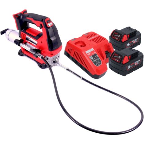 Milwaukee M18 GG-502 Akku Fettpresse 18 V 690 bar + 2x Akku 5,0 Ah + Ladegerät (1/4)