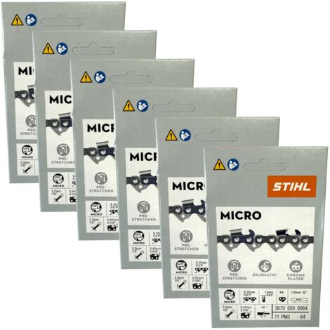 Stihl 6x 1/4" Picco Micro 3 (PM3) Sägekette 30 cm 1/4" P 1,1 mm 64 TG 6 Stück ( 6x 36700000064 )