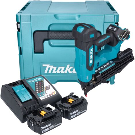 Makita DBN 610 RFJ Akku Stauchkopfnagler 18 V 32 - 64 mm Brushless + 2x Akku 3,0 Ah + Ladegerät + Makpac