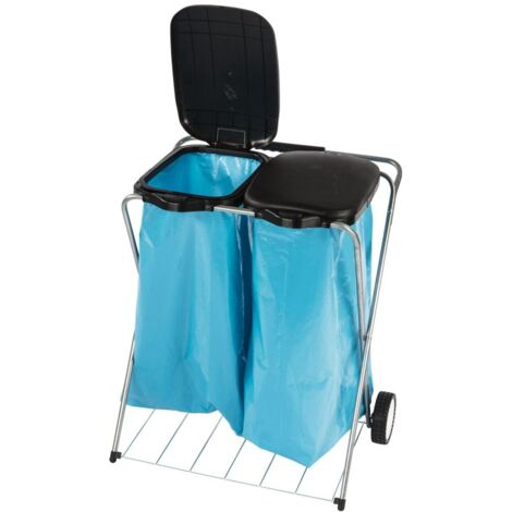 Abfallsammler H780xB660xT370mm 20-130 l 2-fach, mit Rollen und Gitterboden (1/2)