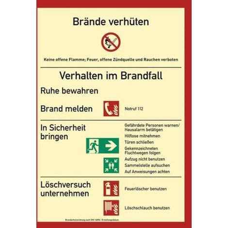 Brandschutzzeichen DIN EN ISO 7010 ( 9000477605 ) L210xB297 mm Kunststoff (1/3)