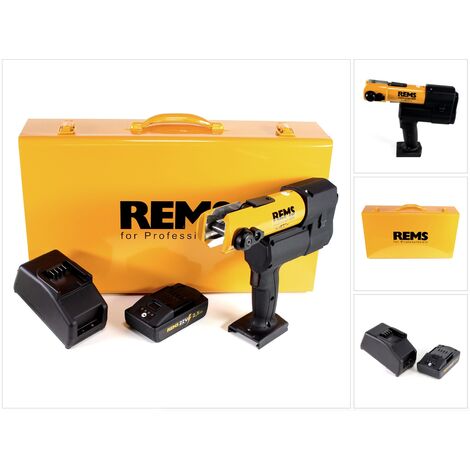 REMS Akku-Press Acc 22V Radialpresse im SBK Set ( 576010 R220 ) im Stahlblechkasten + 1x 2,5 Ah Akku + Ladegerät