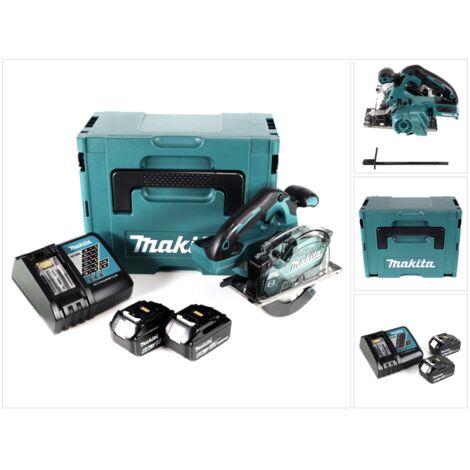 Makita DCS 553 RGJ Makpac + Ladegerät 18V mm 2x + 6,0Ah + Akku Metallhandkreissäge 150 Brushless Akku