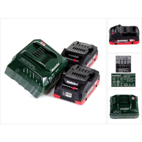 Metabo Akku Basis Set 18V mit 2x Akku LiHD 4,0Ah ( 625367000 ) + Ladegerät ASC 55 ( 627044000 ) Folgemodell vom ASC 30-36
