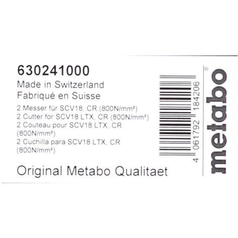 Metabo Wendemesser für 2 Blechschere Akku 1.6 ( BL SCV Stück ) 630241000 LTX 18