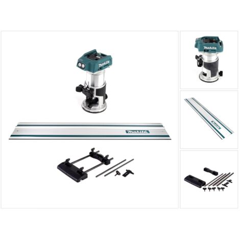 Makita DRT 50 Z Akku Multifunktionsfräse 18V Brushless Solo + Führungsschienen Adapter + Führungsschiene 1000mm - ohne Akku, ohne Ladegerät