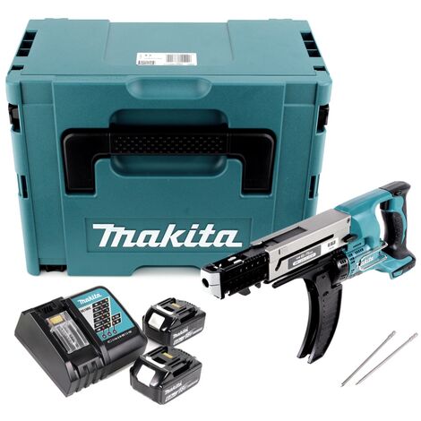 Makita DFR 750 RGJ + Akku + 6,0Ah 18V 2x 45-75mm Makpac Magazinschrauber Akku Ladegerät 