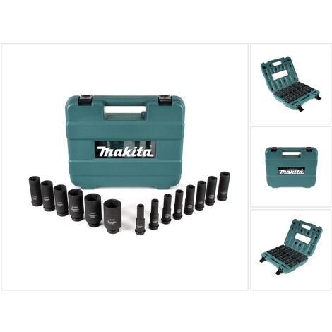 Makita Steckschlüssel Satz 10 - 32 mm 1/2" 14 tlg. + Koffer ( B-52308 ) für Schlagschrauber (1/5)