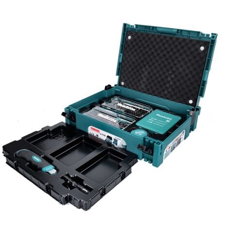 Makita Bohrer- und Bitset 116 tlg Set ( B-49884 ) Taschenlampe / Ratschenschraubendreher / Schnellwechsel Bithalter / Maßband / Cuttermesser / Makpac